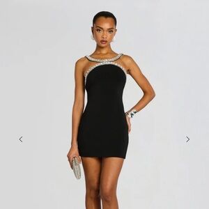 Retrofete Black Mini Dress with Silver Details